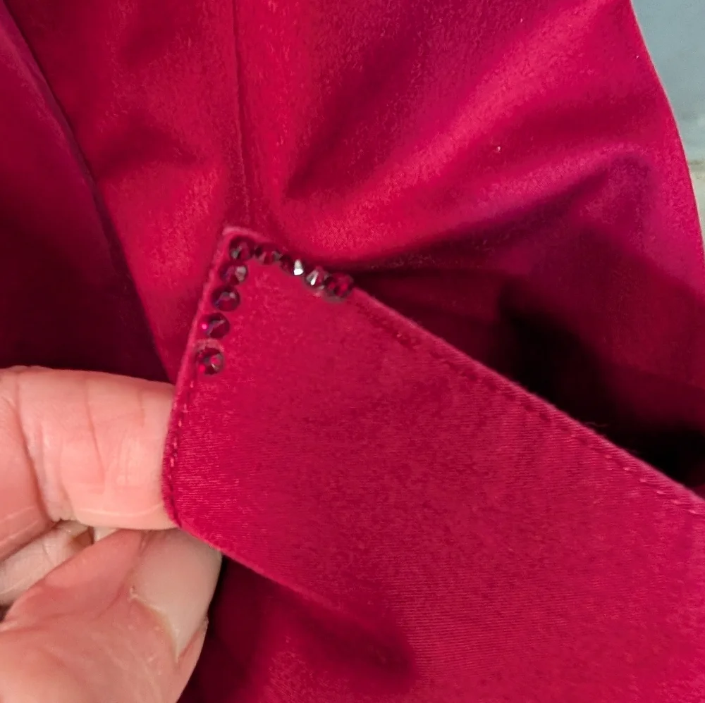 CR RANCHWEAR Long Sleeve Button-Up Shirt in Deep Berry With Tiny Crystal Sz L - Picture 7 of 11